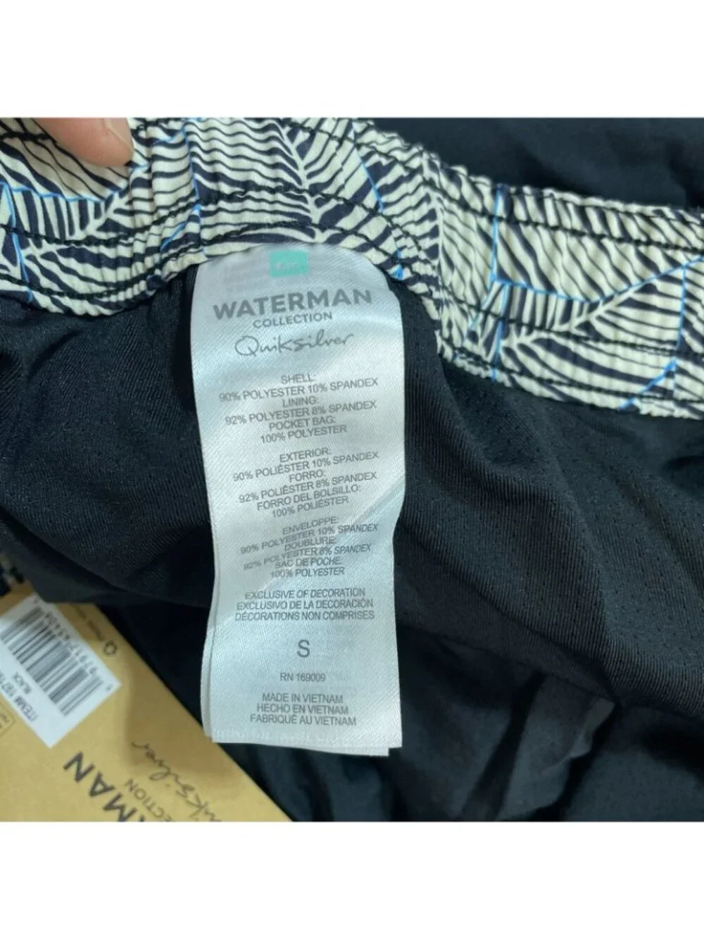 NWT Quiksilver Men's S Black Waterman Collection Mens Swim Volley Shorts UPF